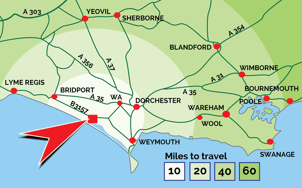 Distance map to Abbotsbury