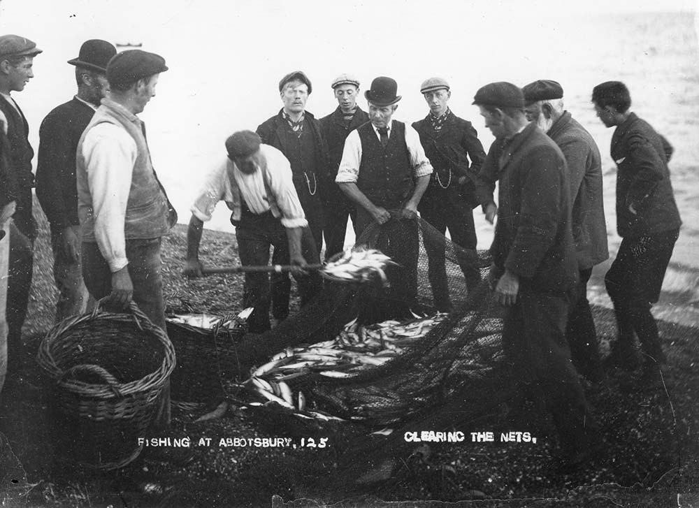 Fishermen at Abbotsbury, photographed in 1900